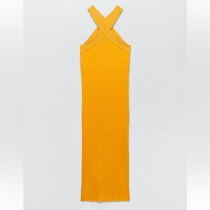 Zara Crisscross Strap Maxi Dress. Orange. Tangerine. Size S. New with Tags. NWT